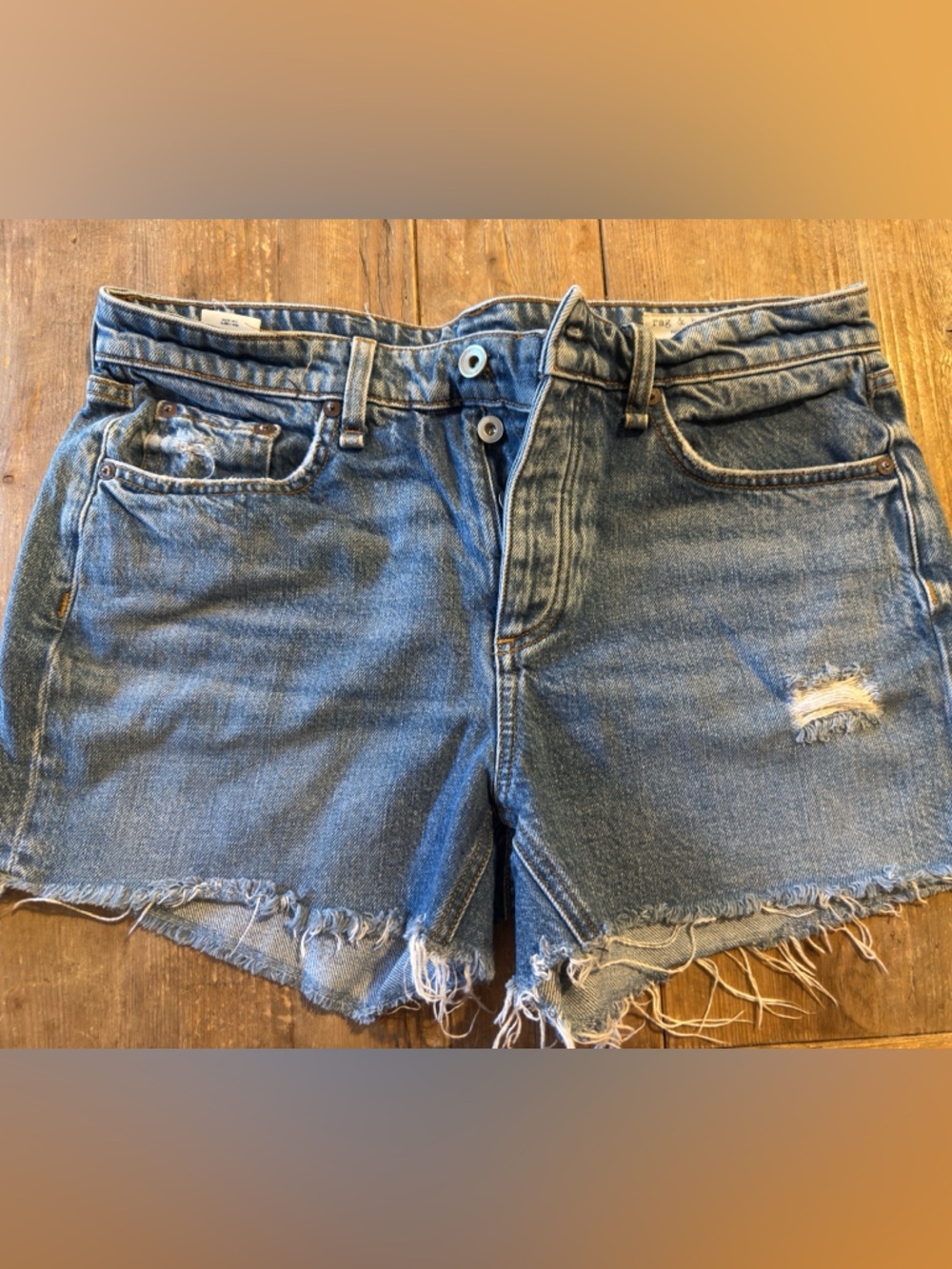 rag & bone light blue denim shorts